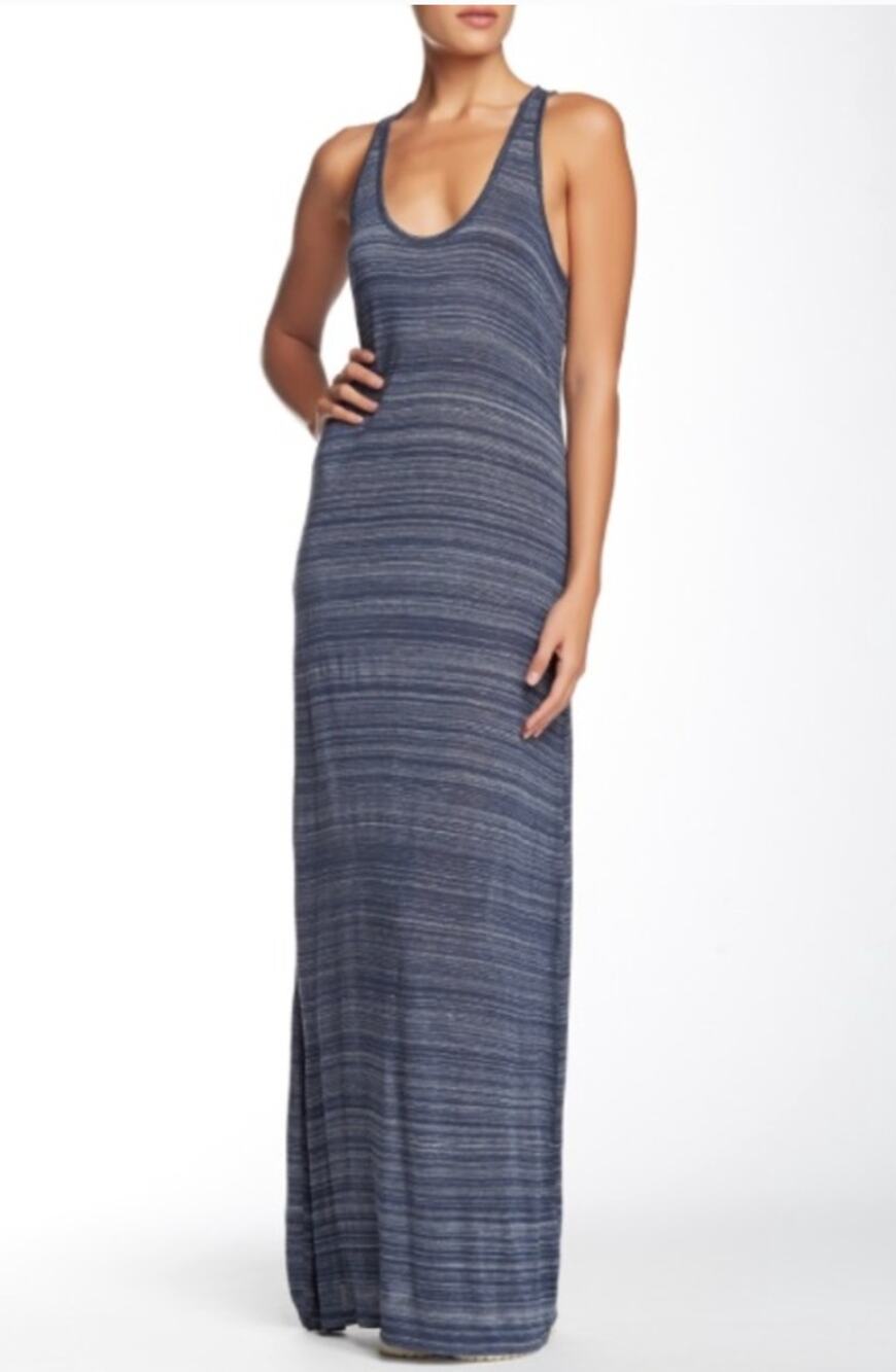 Vince Racerback Dress Striped Space Dyed Dark Blue XL
